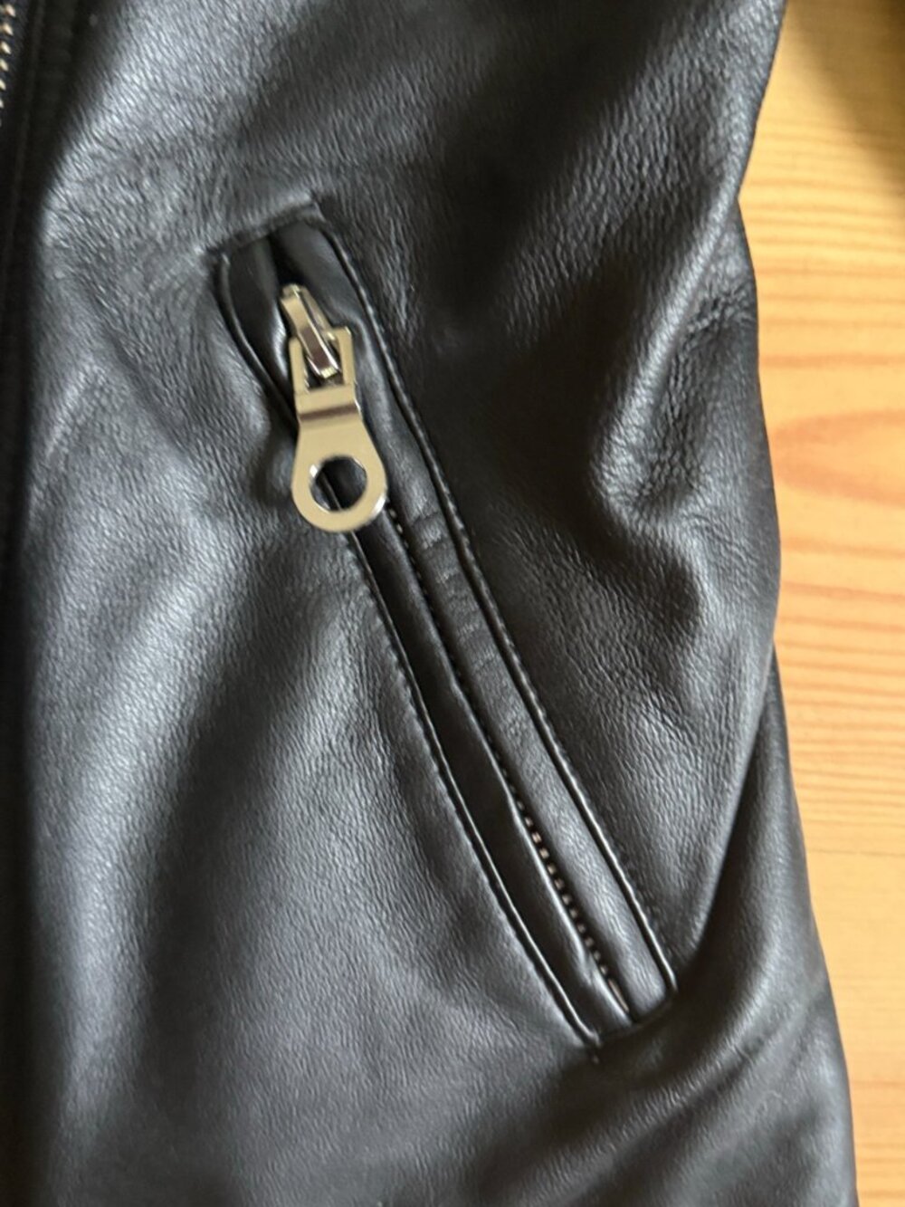 Leather Jacket 100% Lambskin Black Moto Biker Zip Uniquism New York Small - Picture 6 of 15